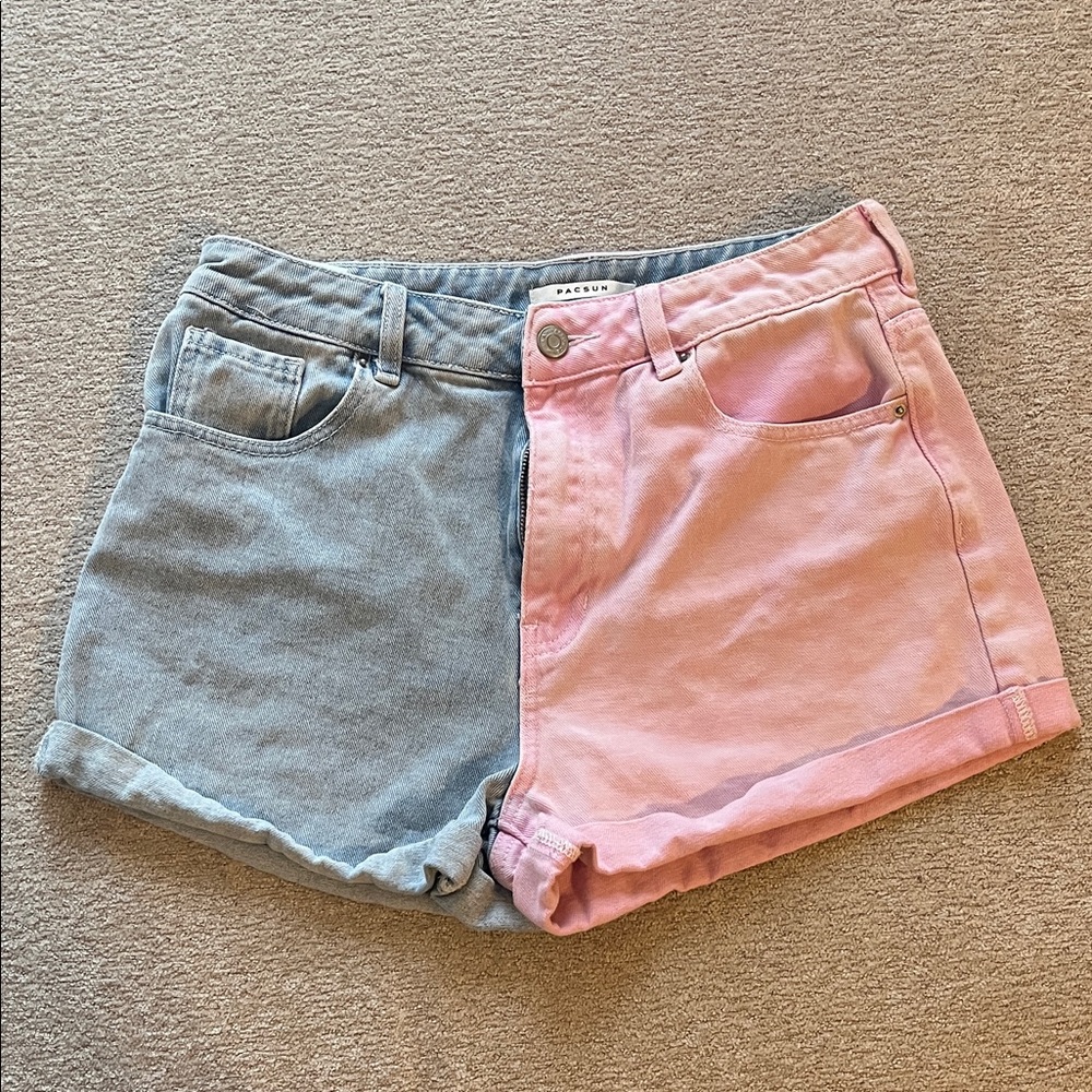 PacSun Pink and Blue Jean Shorts